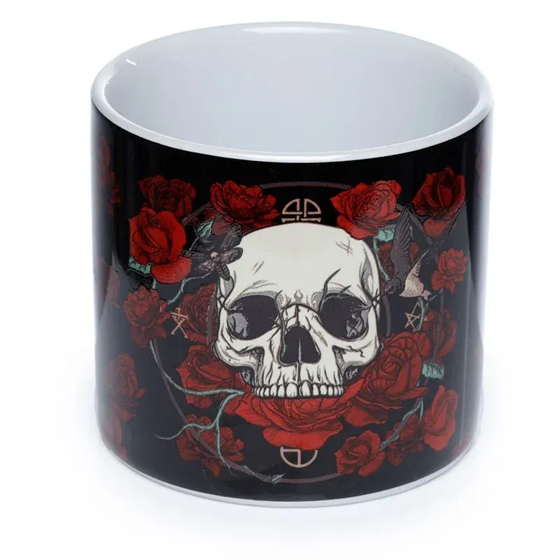 La Bottega di Merlino Rose e Teschi vaso ceramica piccolo gotico