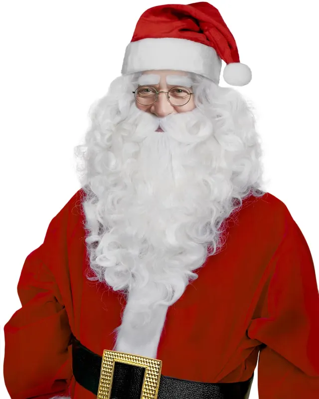 Funidelia Parrucca con Barba Babbo Natale Deluxe Uomo Bianca