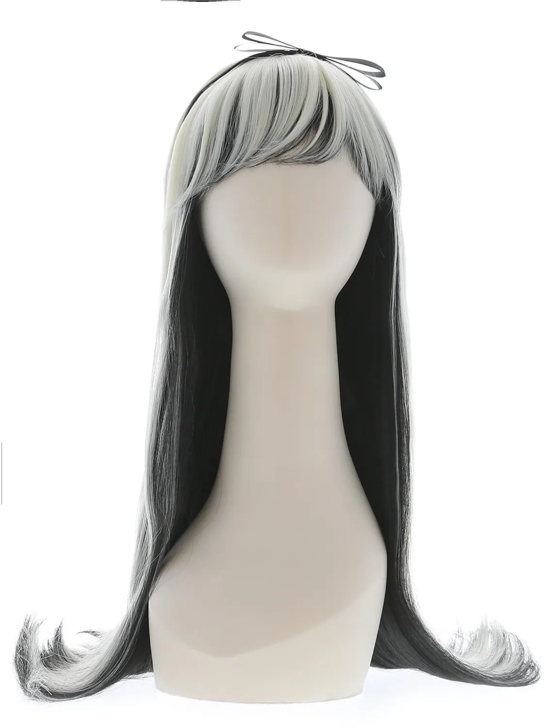 Smiffys Gothic Alice Deluxe parrucca nero-bianco con fiocco
