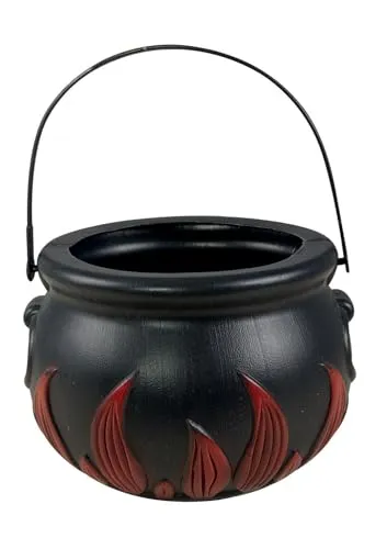 P'tit Clown calderone strega plastica nero 17 cm fiamme