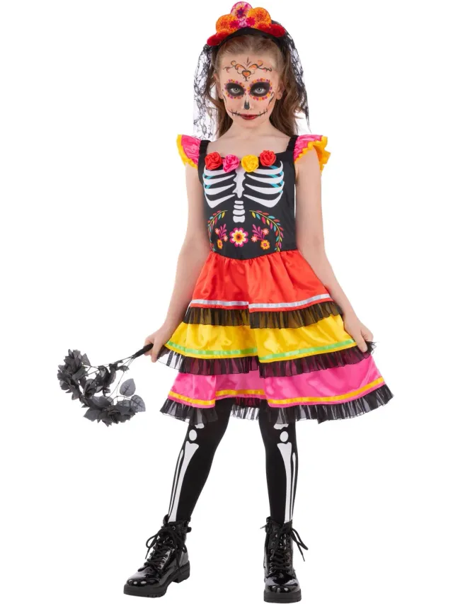 Smiffys Day of the Dead costume bambina teschio