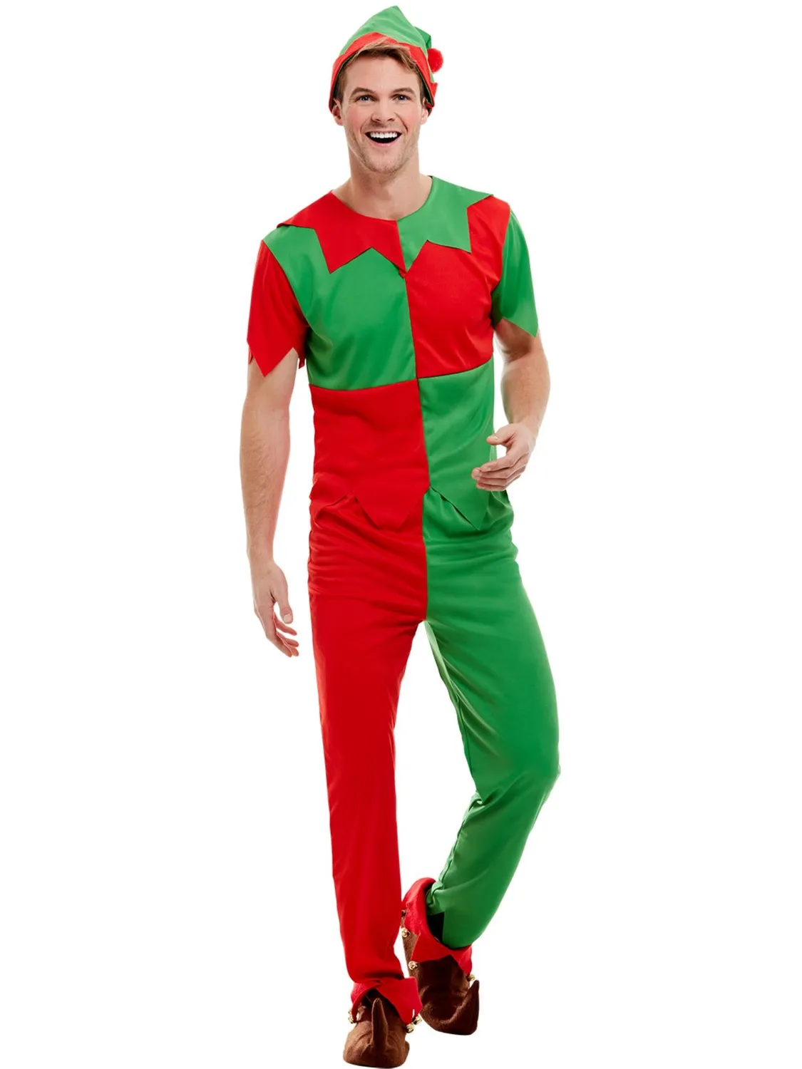 Smiffys Elfo costume uomo rosso-verde M