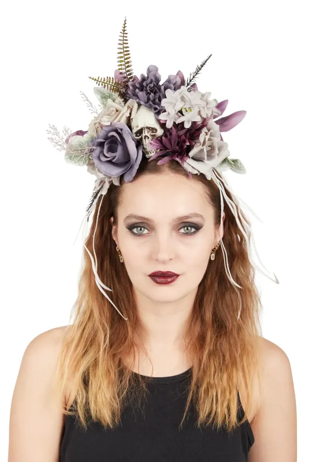 P'tit Clown cerchietto teschio fiori accessorio halloween adulto