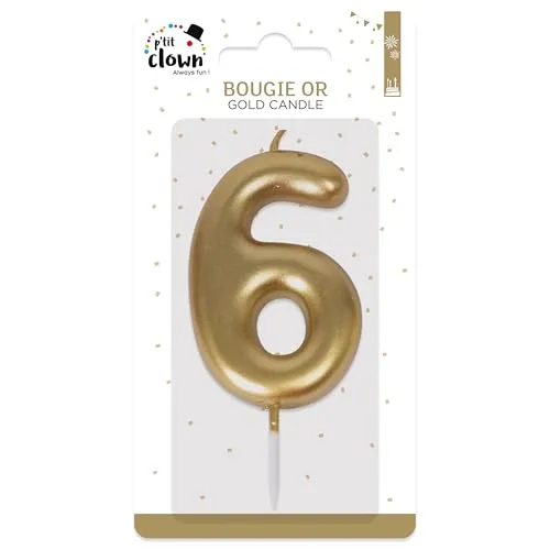 P'tit Clown candela numero 6 oro per torta