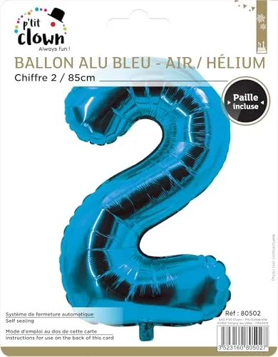 P'tit Clown 2 palloncino numero 85 cm blu elettrico