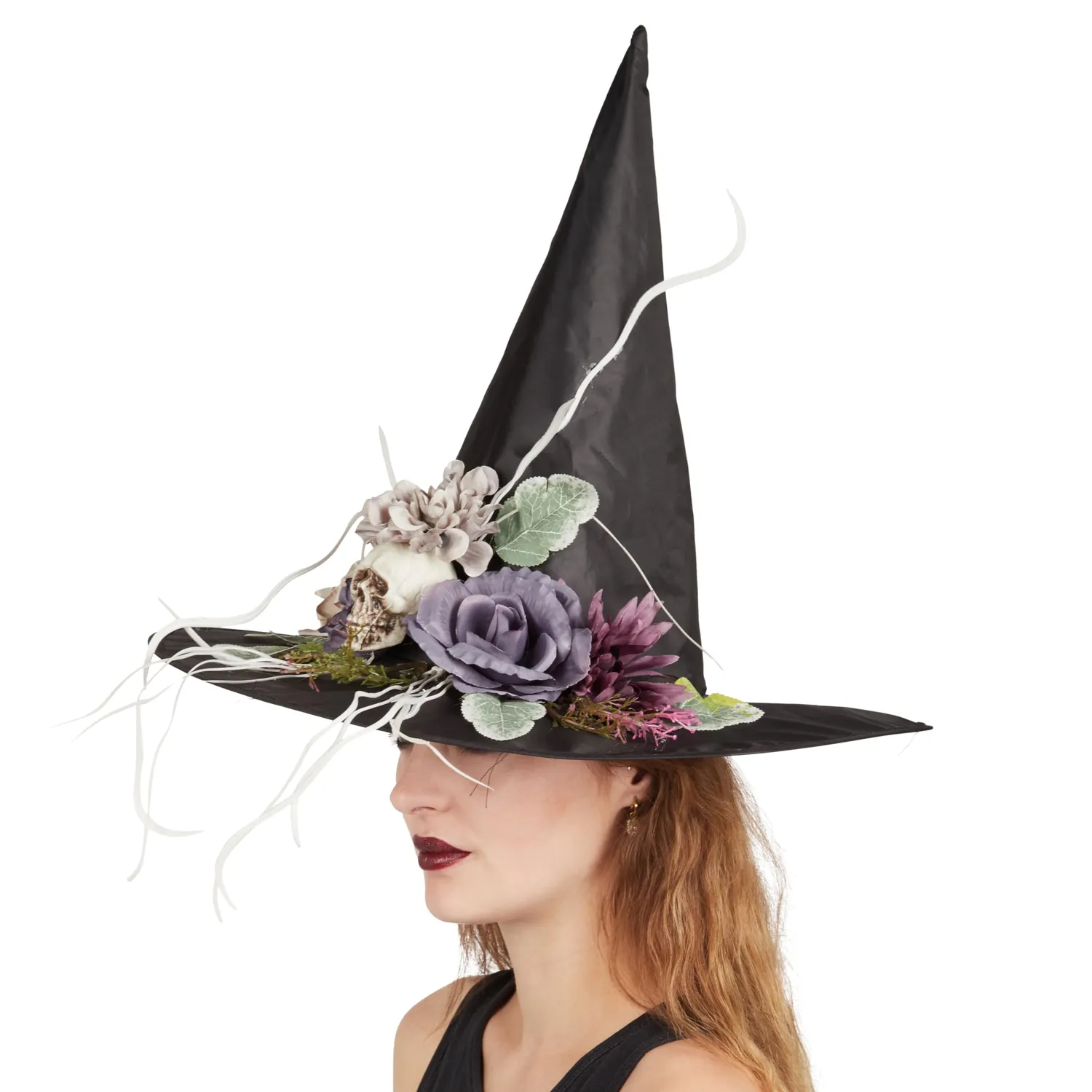 P'tit Clown cappello strega Halloween adulto floreale nero