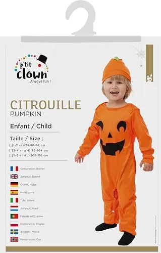 P'tit Clown Piccola Zucca Costume Bambino Tuta con Cappello