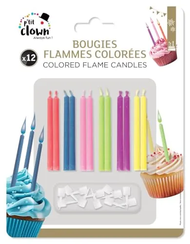 P'tit Clown 23960 candele fiamma colorata 12 pz