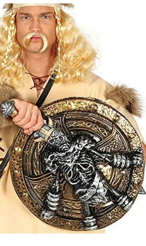 Guirca scudo medievale con spada oro 45cm 57cm