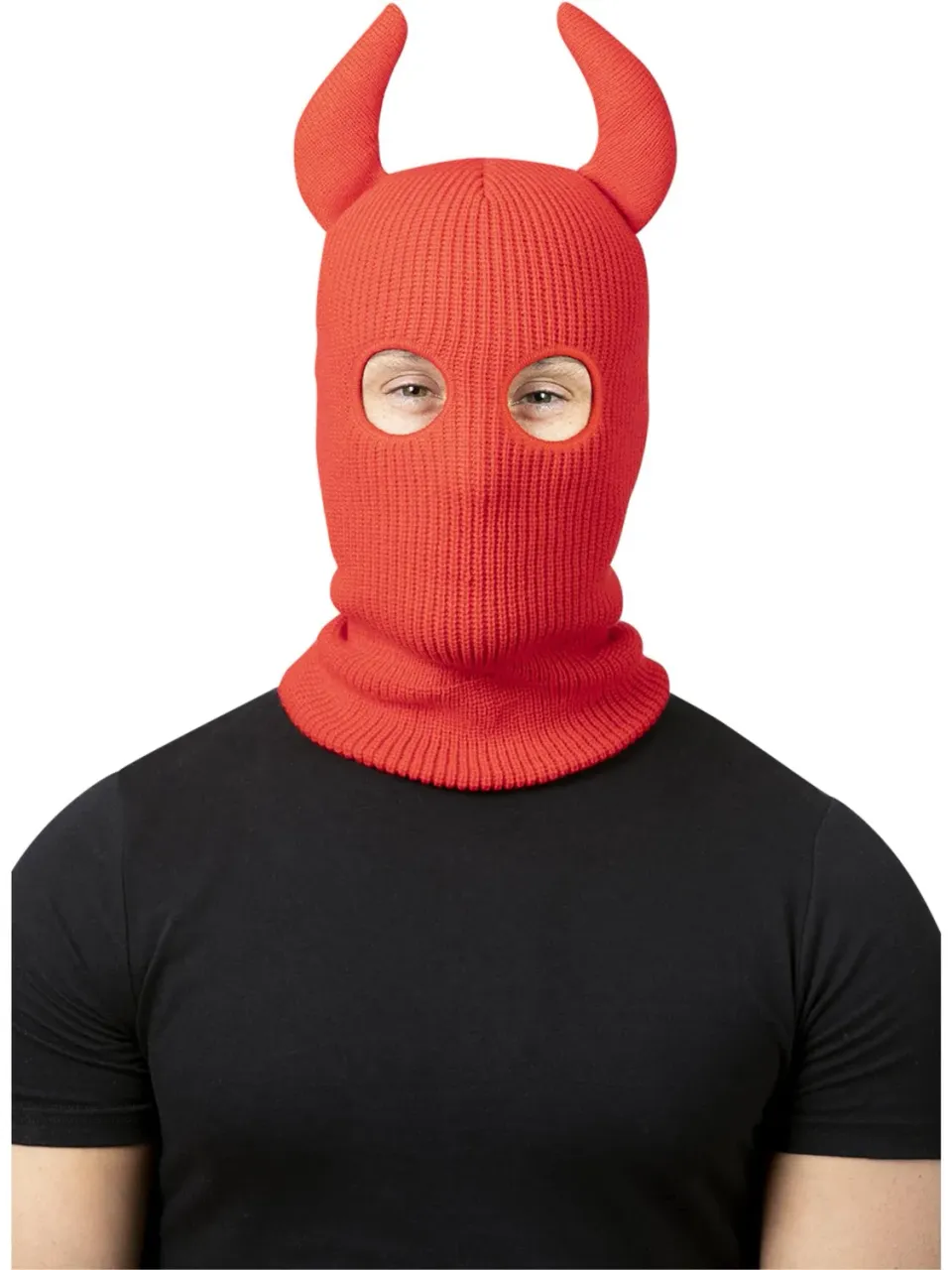 Smiffys Devil Balaclava Maschera Sci Rossa con Corna
