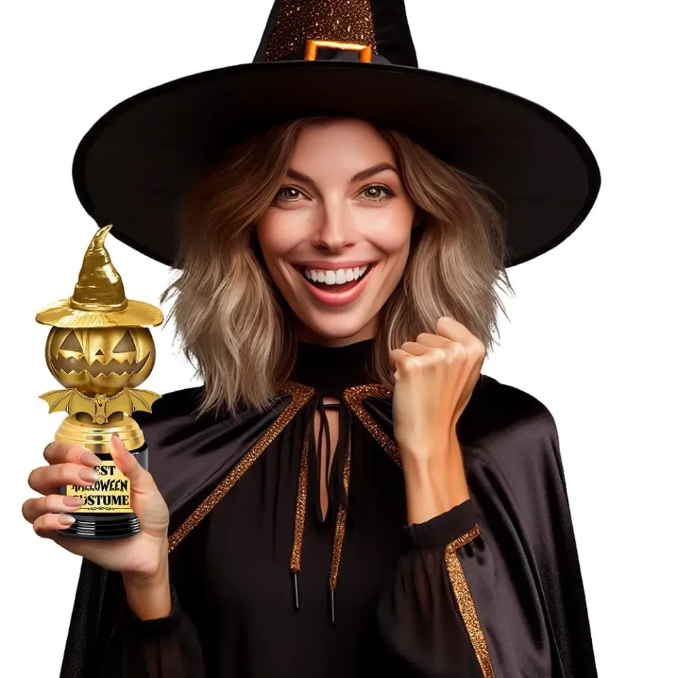 Fiestas Guirca Miglior Costume trofeo 22 cm oro e nero