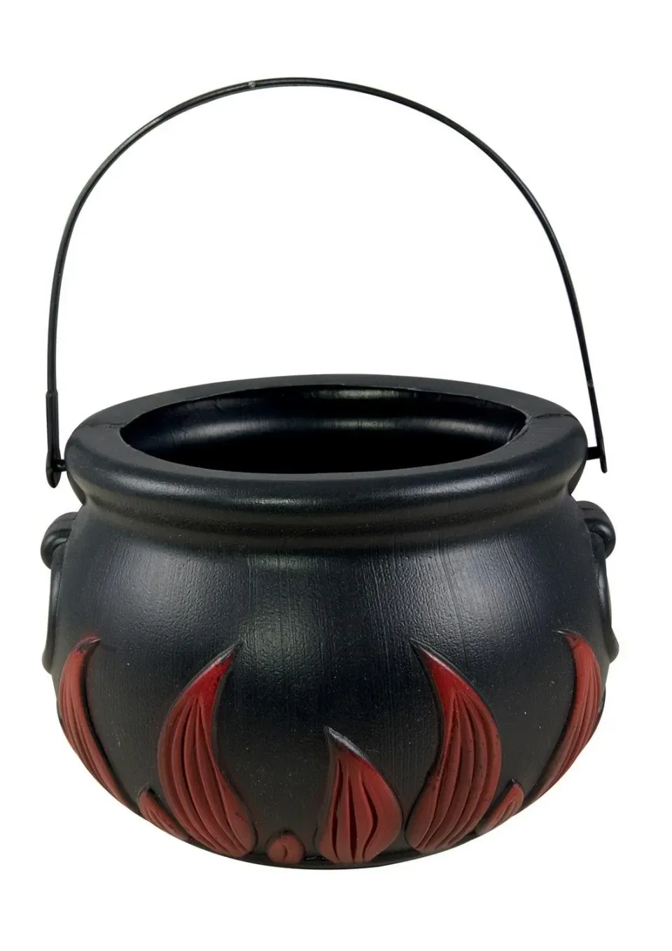 P'tit Clown calderone strega plastica nero 17 cm fiamme
