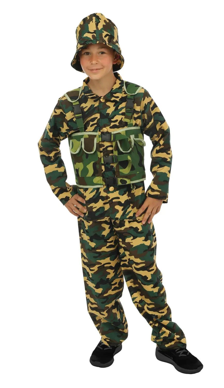 P'tit Clown Soldato costume bambino mimetico 10-12 anni