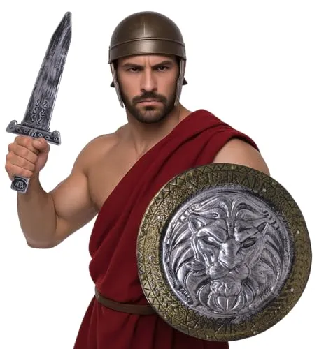 Fiestas Guirca 17289 set scudo leone e spada romana gladiatore
