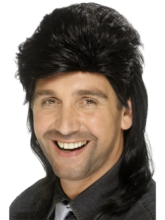 Smiffys Mullet Wig parrucca marrone anni 80