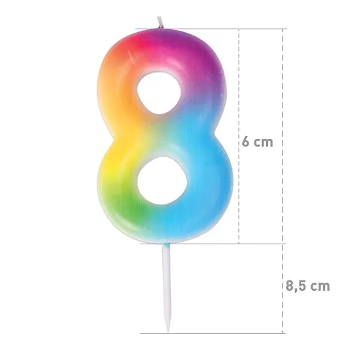 P'tit Clown Candela Numero 8 Multicolore Torta Compleanno