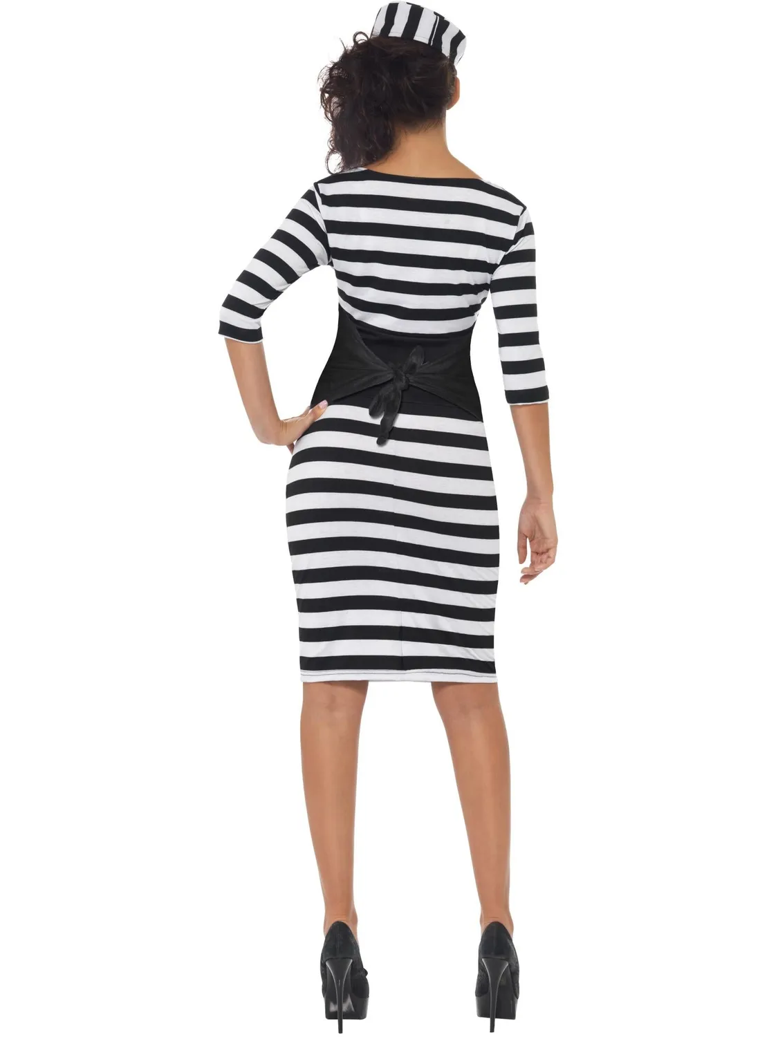 Smiffys Classy Convict costume donna S bianco nero righe