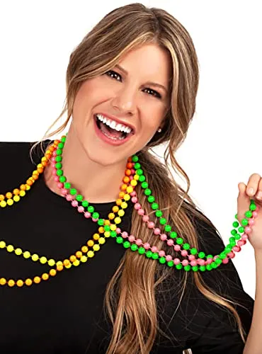 Funidelia Anni 80 Collane perle fluo uomo 4 pezzi multicolore