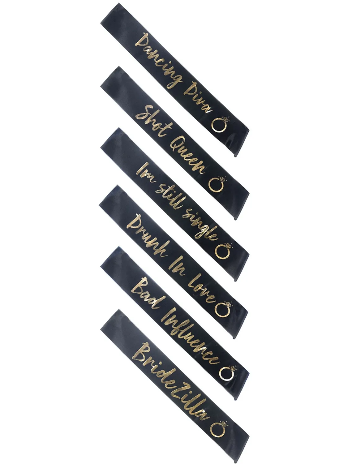 Smiffys Fasce Addio al Nubilato 6 pz Nero Oro Divertenti