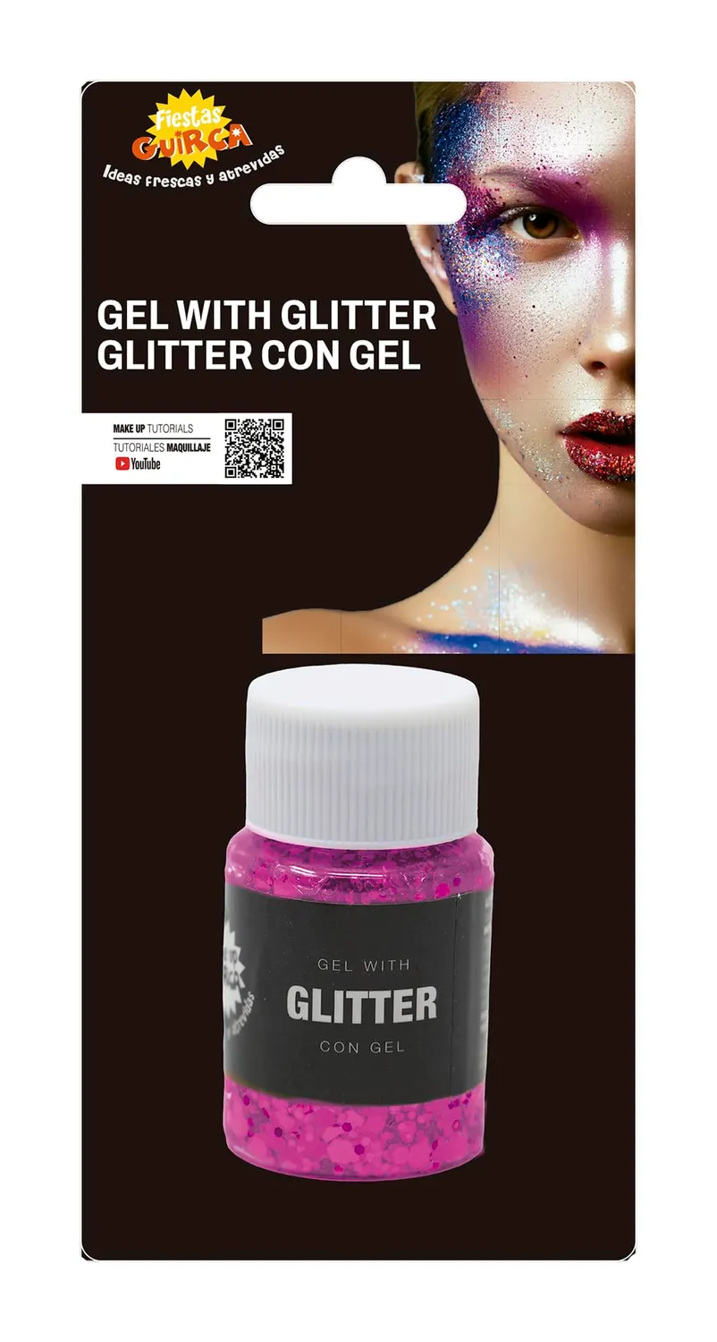 Fiestas Guirca Gel Fucsia Glitter Flacone Trucco Brillante