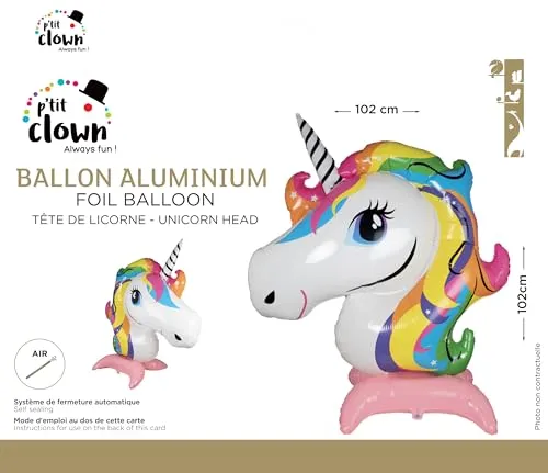 P'tit Clown Unicorno Palloncino Gigante da Appoggio Testa