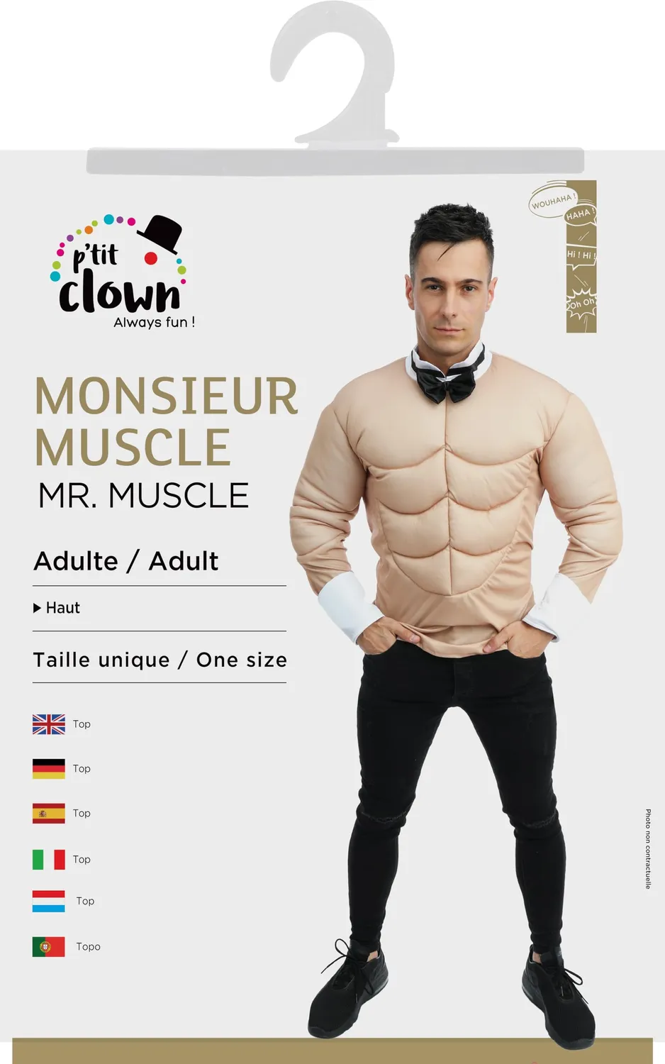 P'tit Clown Monsieur Muscles costume bodybuilder taglia unica