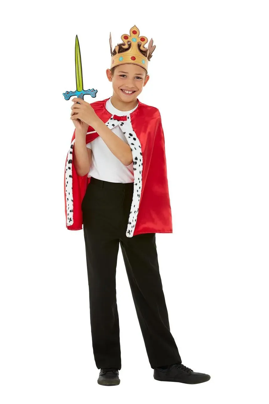 Smiffys Royal Kit costume re bambino mantello rosso 7-9 anni