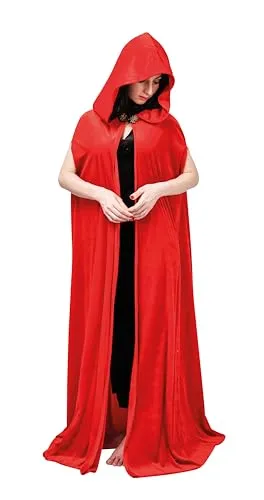 P'tit Clown Mantello medievale rosso velluto cappuccio