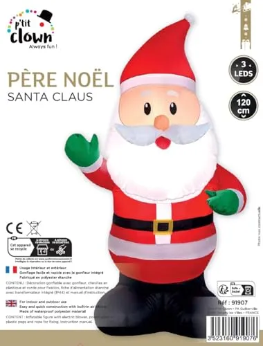 P'tit Clown Babbo Natale decorazione gonfiabile luminosa 120 cm