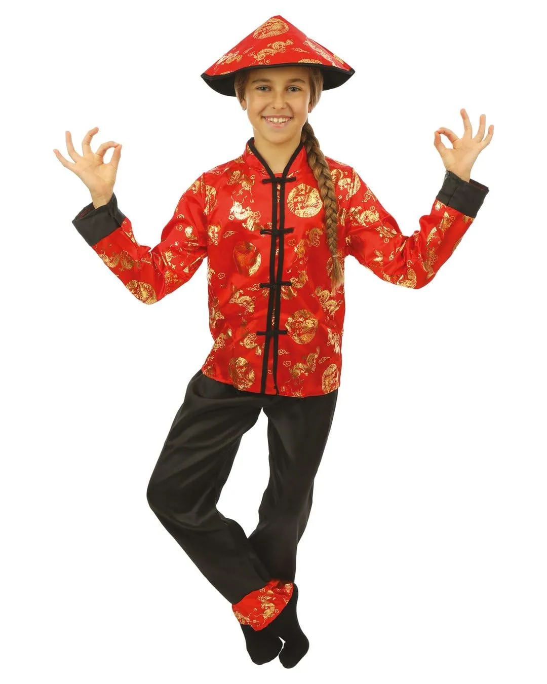 P'tit Clown Capodanno Cinese costume 10-12 anni rosso