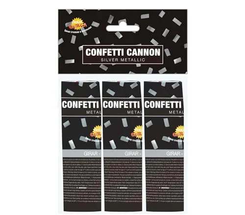 Fiestas Guirca cannoni coriandoli argento confezione da 3