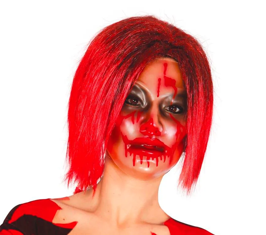 Fiestas Guirca Maschera Donna insanguinata trasparente