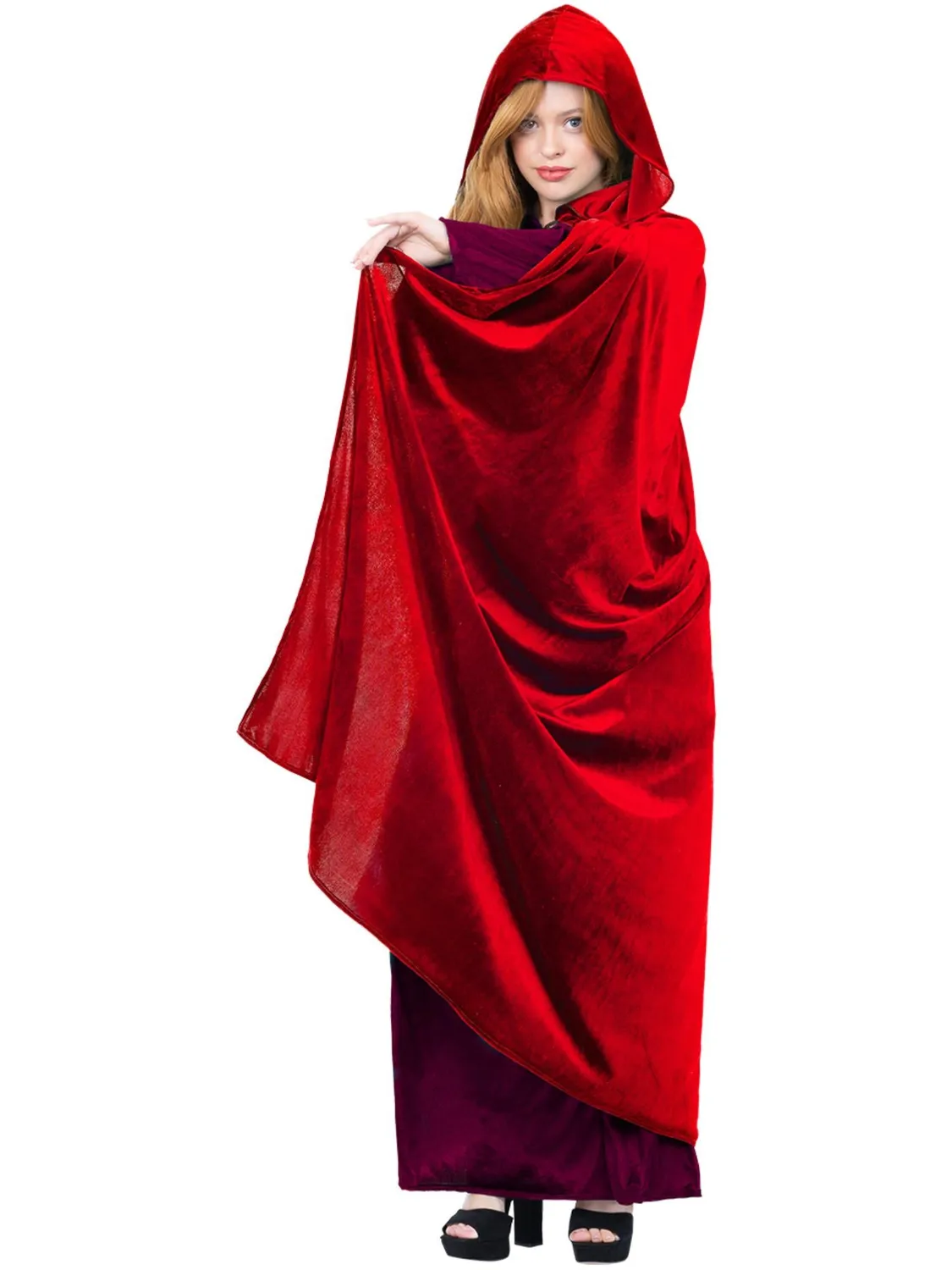 Smiffys Deluxe mantello adulto rosso granata con cappuccio