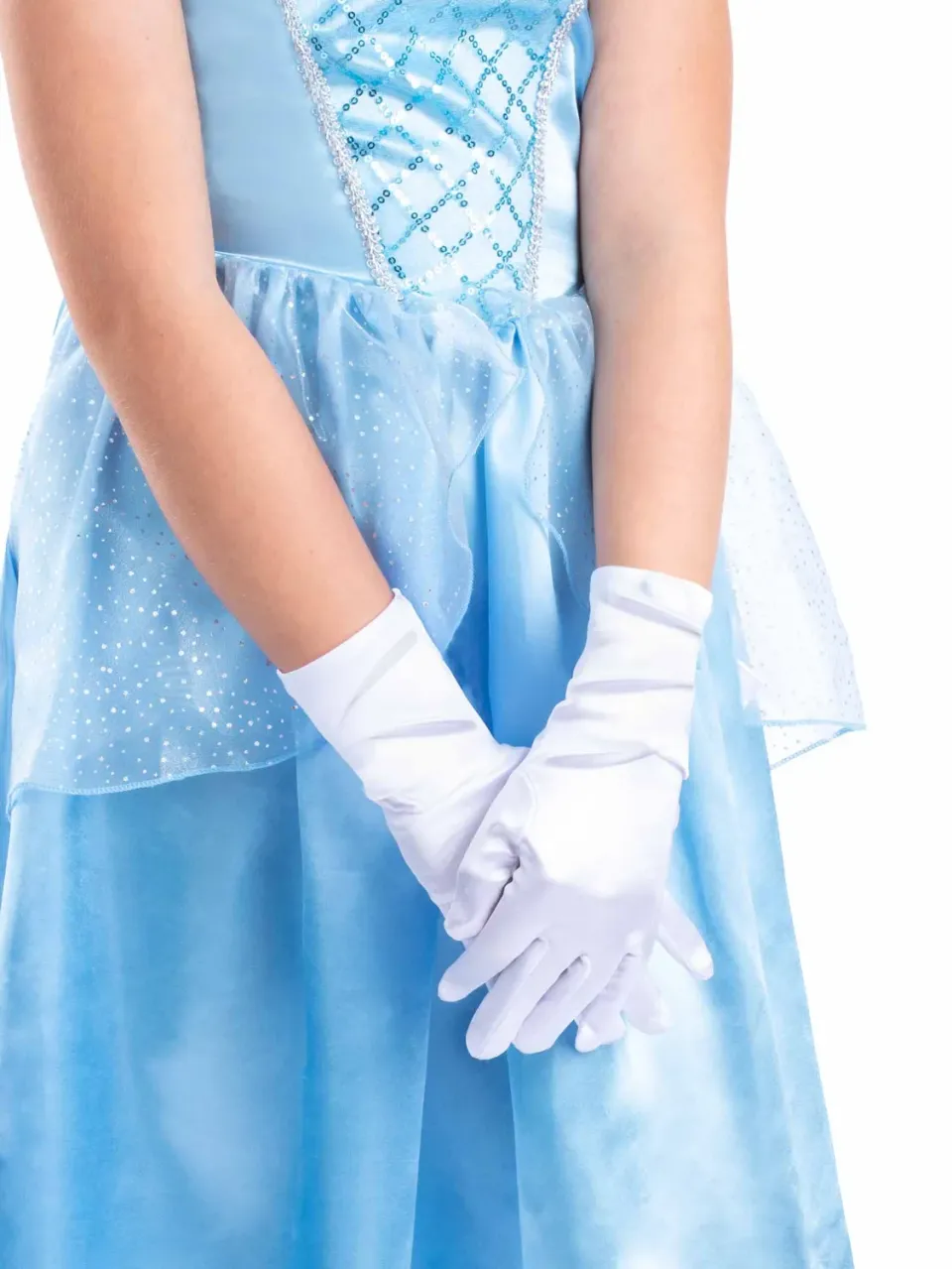 Smiffys Princess guanti bianchi raso bambina unici