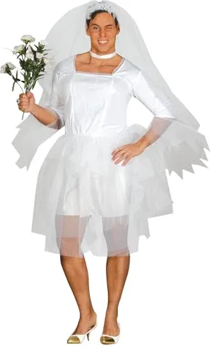 Guirca Sposa costume uomo adulto bianco con velo