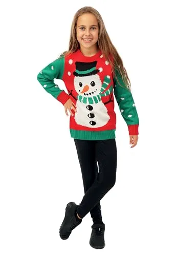 P'tit Clown Re48112 maglione natalizio bambini pupazzo neve 10/12