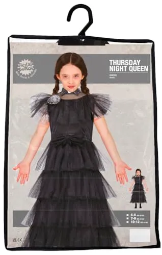 Guirca Costume Gotico Bambina 7-9 Anni Abito Lungo Nero