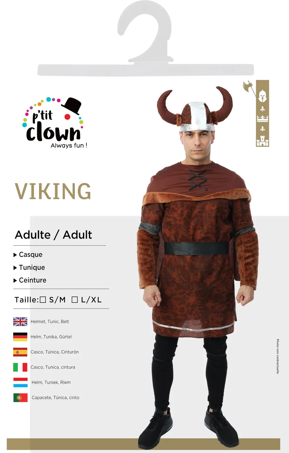 P'tit Clown Vichingo costume uomo L-XL poliestere