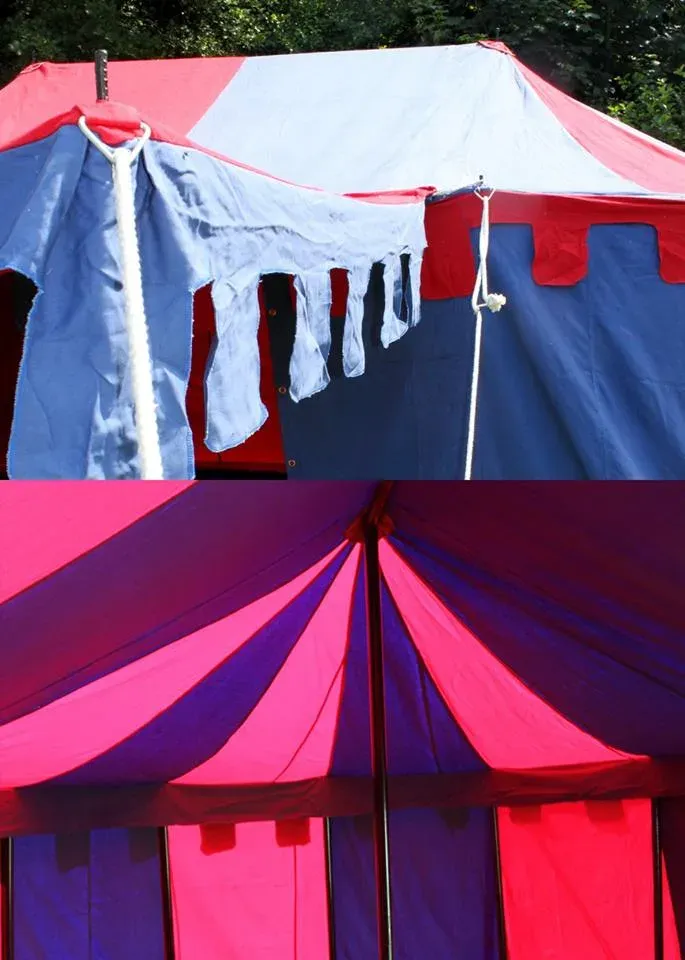 La Bottega di Merlino Cavaliere Borgogna 3x5 m tenda medievale rossa e blu