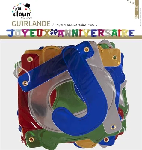 P'tit Clown 33333 ghirlanda Buon Compleanno multicolore cartone