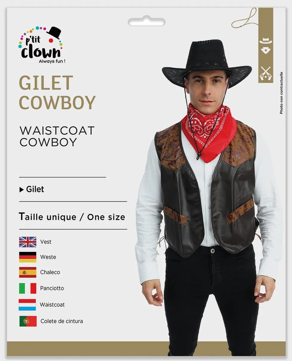 P'tit Clown 50670 gilet similpelle cowboy marrone taglia unica
