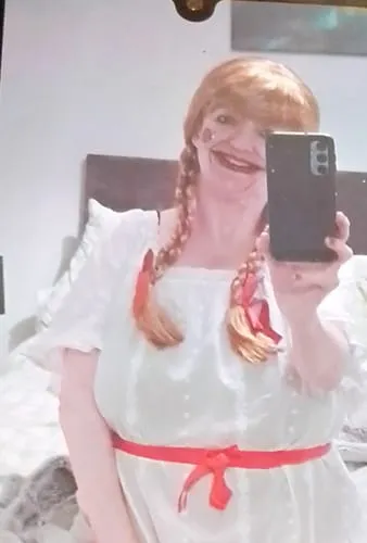 Smiffys Annabelle parrucca bambola horror trecce rosse