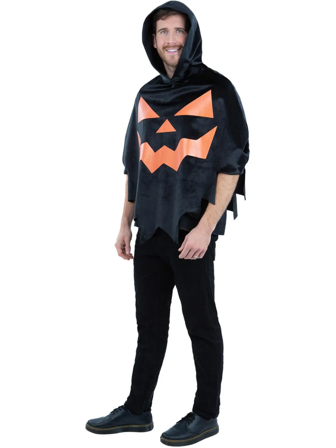 Smiffys Pumpkin Poncho costume zucca adulto nero taglia unica