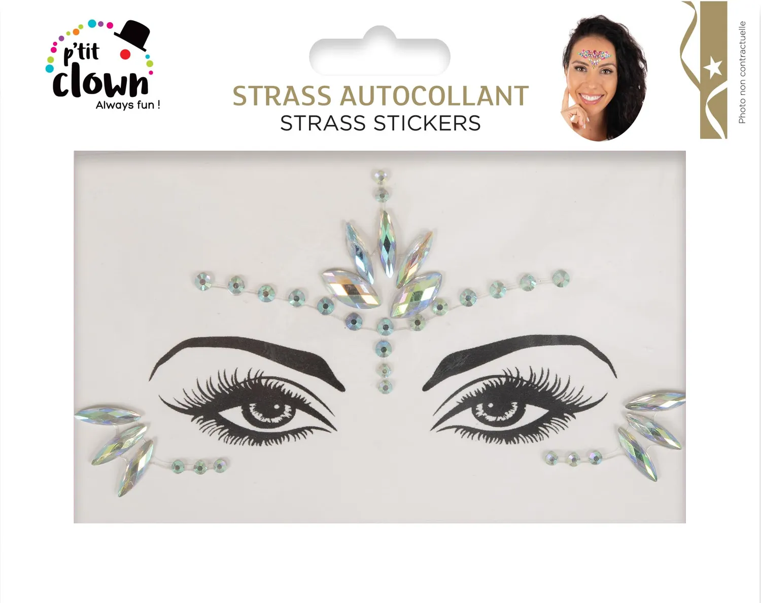 P'tit Clown strass adesivi viso modello casuale autoadesivi