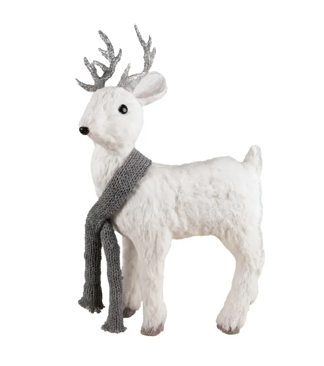 P'tit Clown re22852 renna bianca decorazione Natale 38 cm peluche