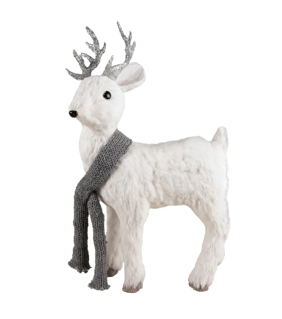 P'tit Clown re22852 renna bianca decorazione Natale 38 cm peluche