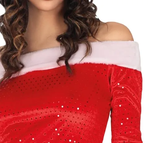Fiestas Guirca Shiny Ms. Claus costume donna rosso