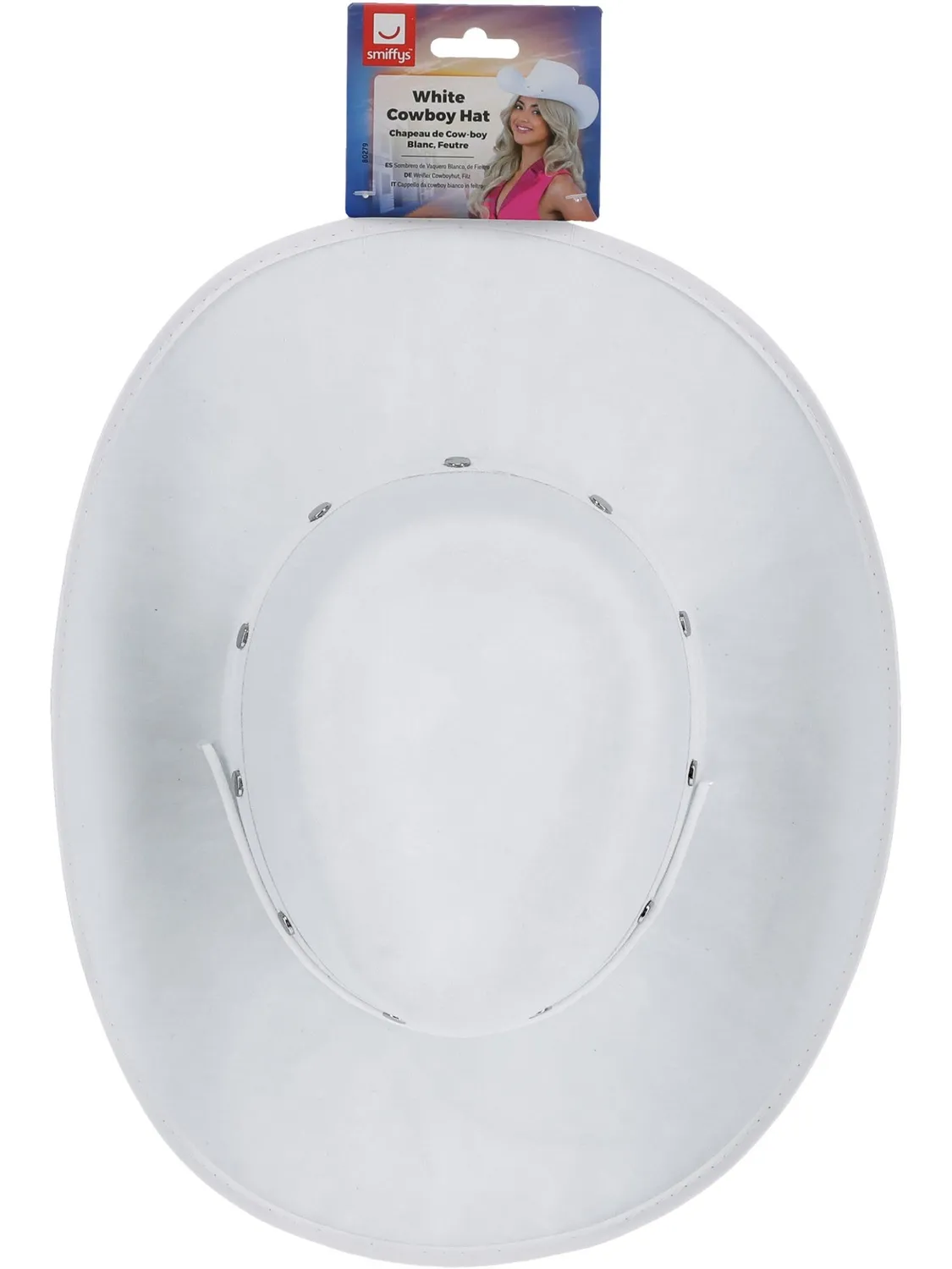 Smiffys cappello cowboy bianco feltro con cordino