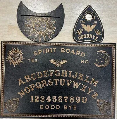 La Bottega di Merlino Tavola Ouija legno 30x20 cm Sole Pipistrello