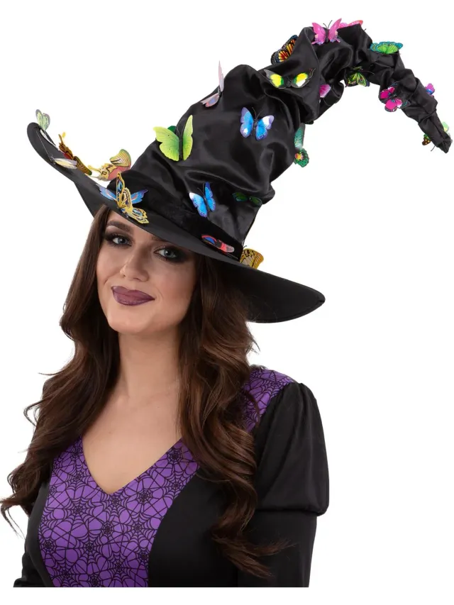 Smiffys Butterfly Cappello strega nero farfalle